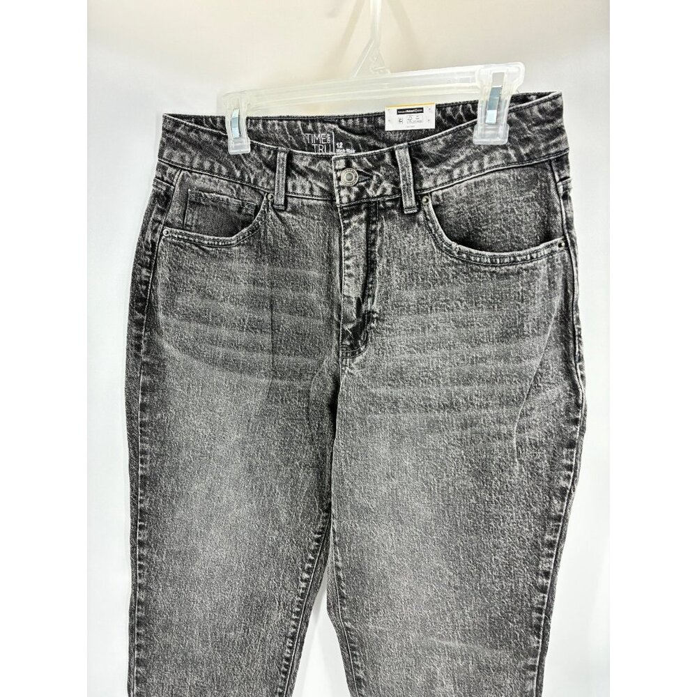 Time and Tru Womens Size 12 Gray Straight Crop Jeans Casual Stretch Denim - Picture 2 of 6